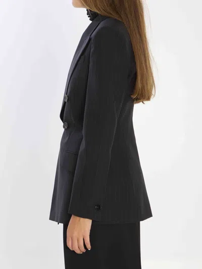 Gucci Embroidered Wool Blazer With Notched Lapels And Pockets In Black