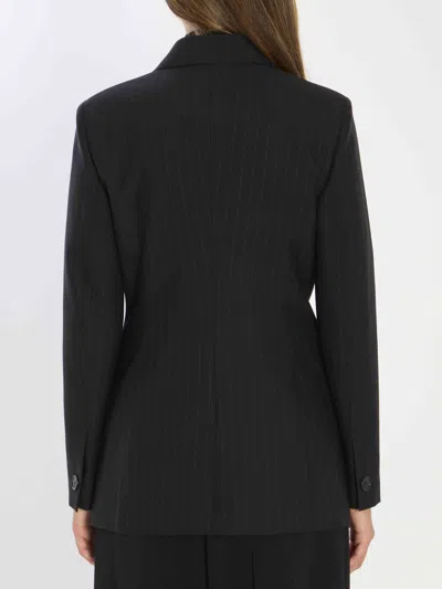 Gucci Embroidered Wool Blazer With Notched Lapels And Pockets In Black