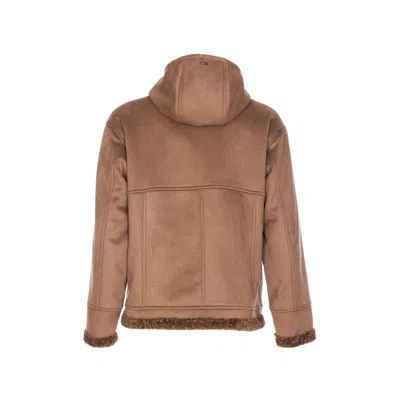 Herno Hooded Jacket With Front Pockets And Sleeves In Brown