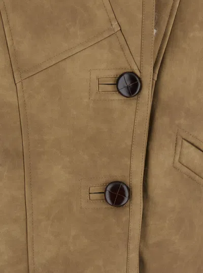 Isabel Marant Étoile Isabel Marant Etoile Women Beige Shearling Coat With High Collar And Button Closure In Leather And F In Brown