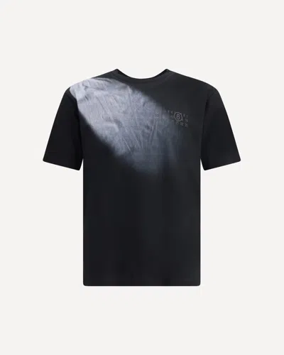Mm6 Maison Margiela Mm6 By Maison Margiela Gradient Effect Black T-shirt With Subtle Graphic Print In Black