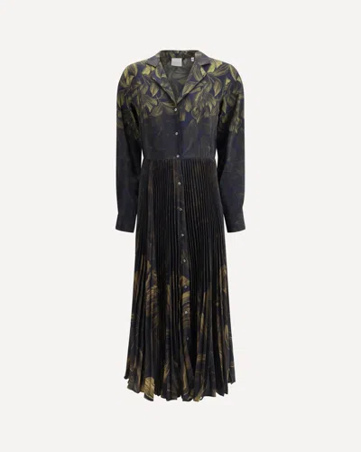 Sara Roka Multicolor Polyester Casual Dress In Blue