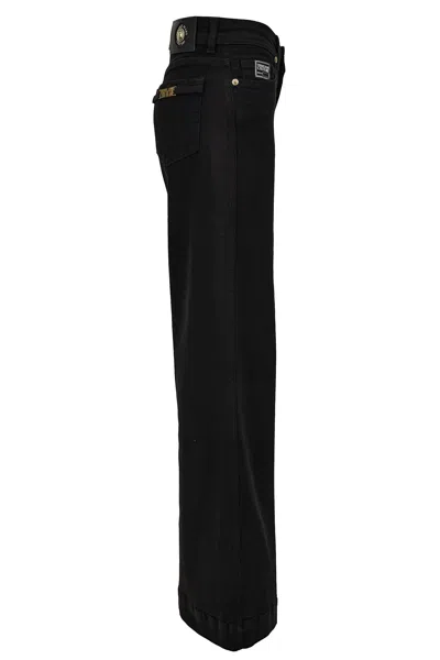 Versace Jeans Couture Flare Fit Beaded Embroidered Trousers In Black