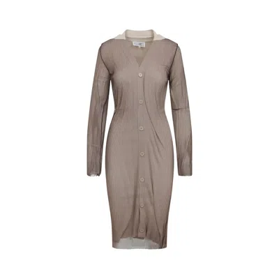 Mm6 Maison Margiela Ribbed Buttoned Cardigan Dress In Brown