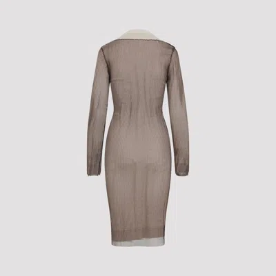 Mm6 Maison Margiela Ribbed Buttoned Cardigan Dress In Brown
