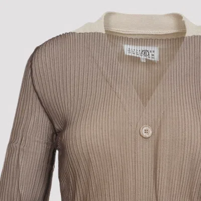 Mm6 Maison Margiela Ribbed Buttoned Cardigan Dress In Brown