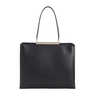 Tom Ford Rectangular Smooth Goat Leather Handbag With Polished Metallic Accent In Black