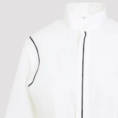 Mm6 Maison Margiela Stand-up Collar Off-white Cotton Shirt With Geometric Stripes