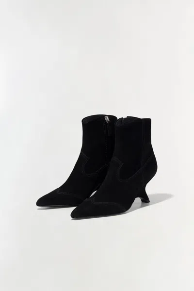 Simkhai Shadow High Heels Ankle Boots In Black Suede In Black