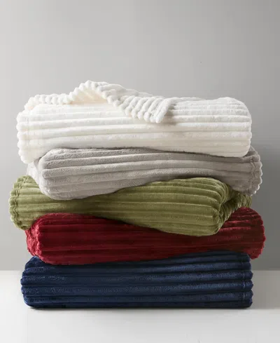Arch Studio Ribbed Plush Blanket, King, Macy's Exclusive In White