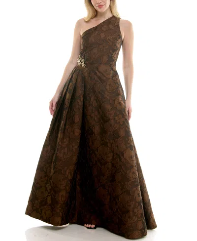 Taylor Brocade One Shoulder A L In Brown