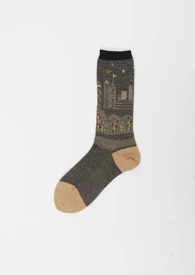 Antipast City Scape Stretch Wool Socks In Gray