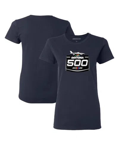 Checkered Flag Sports Women's Navy Daytona International Speedway 2025 Daytona 500 Logo T-shirt In Blue