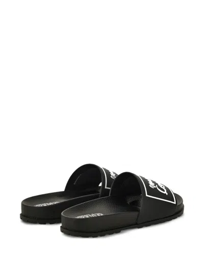 Versace Jeans Couture Black Logo Shelly Pool Slides In Black