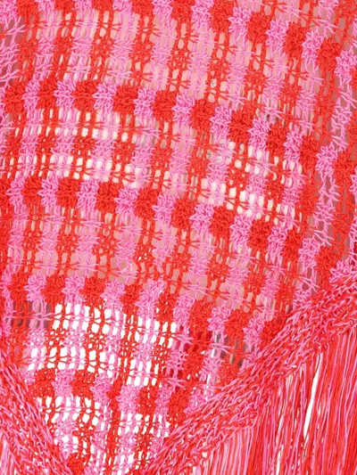 Giada Benincasa Stripe-pattern Fringed-hem Crochet Scarf In Pink