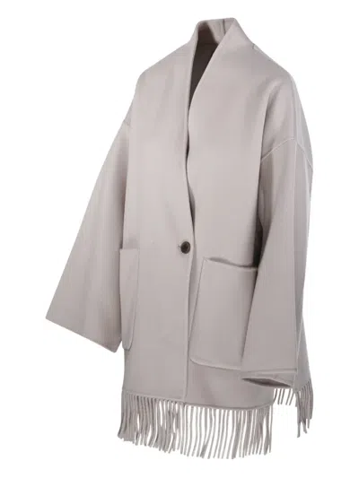 The Dynamis Studio Fring-edges Patch-pocket Coat In Neutral