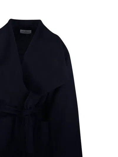 The Dynamis Studio Wrap-belt Wool Coat In Black
