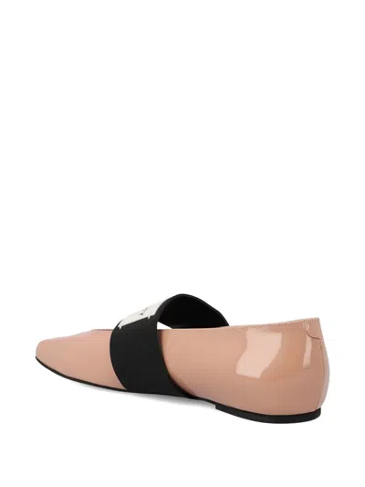 Givenchy Sliced Square Label Patent Leather Ballerina Flats In Neutral