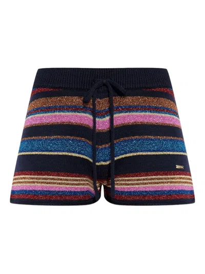 Dsquared2 Stripe-pattern Glitter-embellishment Shorts In Multi