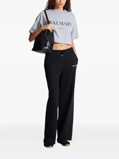 Balmain Logo-print T-shirt In Gray