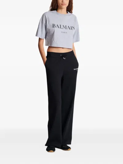 Balmain Logo-print T-shirt In Gray