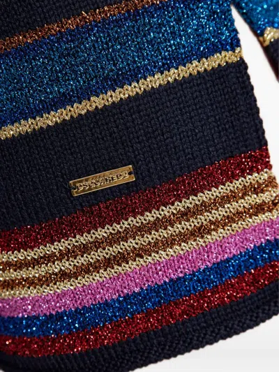 Dsquared2 Stripe-pattern Glitter-embellishment Shorts In Multi