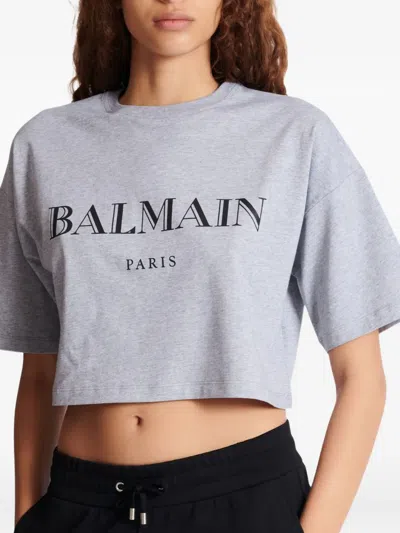 Balmain Logo-print T-shirt In Gray