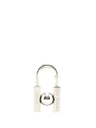 Pre-owned Hermes 2001 Palladium Plated Lhomme Peut Embellir La Terre Cadena Lock In Silver