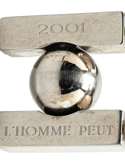 Pre-owned Hermes 2001 Palladium Plated Lhomme Peut Embellir La Terre Cadena Lock In Silver
