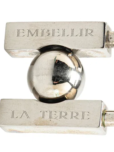 Pre-owned Hermes 2001 Palladium Plated Lhomme Peut Embellir La Terre Cadena Lock In Silver