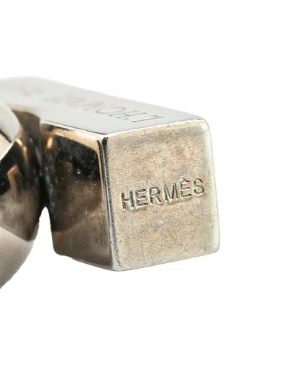 Pre-owned Hermes 2001 Palladium Plated Lhomme Peut Embellir La Terre Cadena Lock In Silver