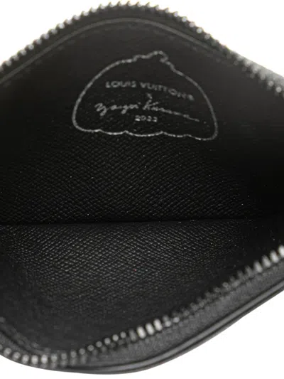 Pre-owned Louis Vuitton 2021-2025 Yayoi Kusama Monogram Eclipse Coin Card Holder In Black
