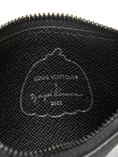 Pre-owned Louis Vuitton 2021-2025 Yayoi Kusama Monogram Eclipse Coin Card Holder In Black