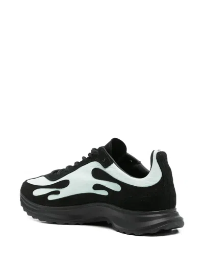 Casablanca Sneakers With Bold Green Flame Accents In Black