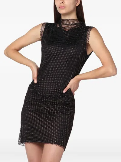 Sportmax Crystal-embellishment High-neck Mini Dress In Brown