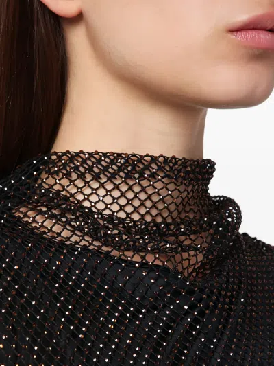 Sportmax Crystal-embellishment High-neck Mini Dress In Brown