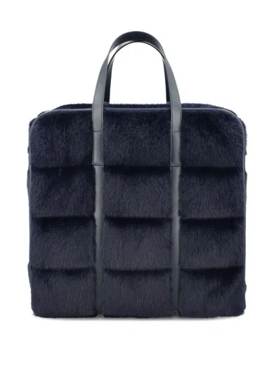 绗缝人造皮草中号手提包