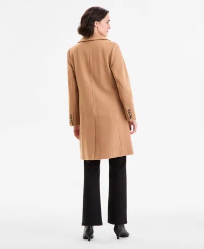 Anne Klein Women's Single-breasted Walker Coat, Exclusively At Macy's In Brown