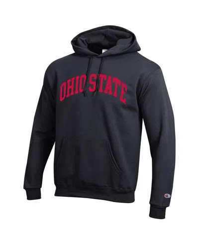 Champion Men's Black Ohio State Buckeyes Basic Arch Fleece Pullover Hoodie In Black