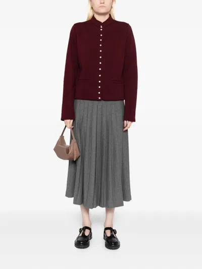 Agnès B. Buttoned-up Jacket In Burgundy