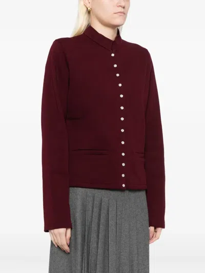 Agnès B. Buttoned-up Jacket In Burgundy