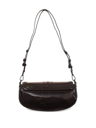 Just Cavalli Curved-flap Logo-plaque Shoulder Bag In Black