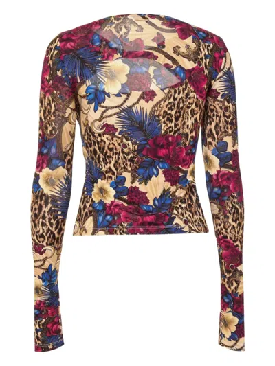 Just Cavalli Mix-print Keyhole Top In Multi