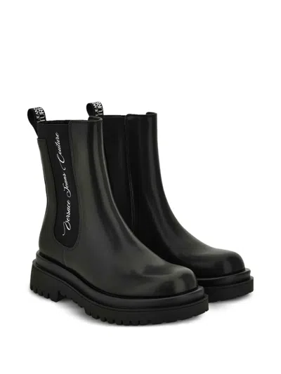 Versace Jeans Couture Elastic-insert Platform Boots In Black