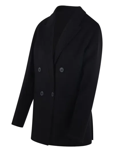 The Dynamis Studio Double-breasted Wool Coat In Black