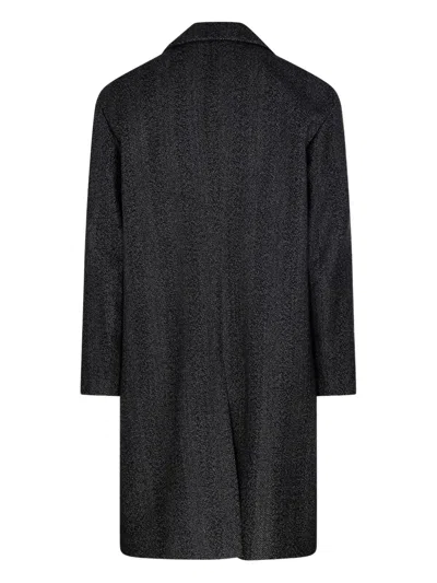 Lardini Tailored Wool Coat With Three-button Closure In Black