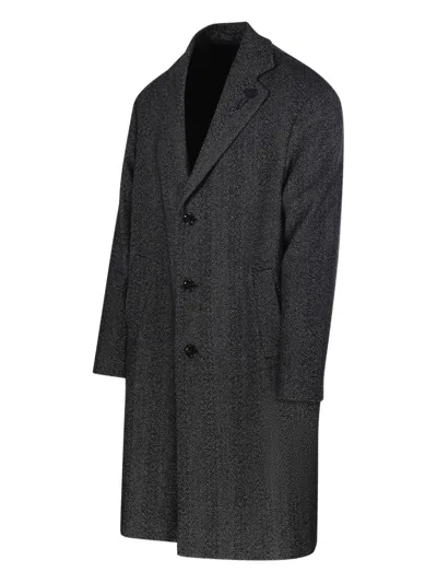 Lardini Tailored Wool Coat With Three-button Closure In Black