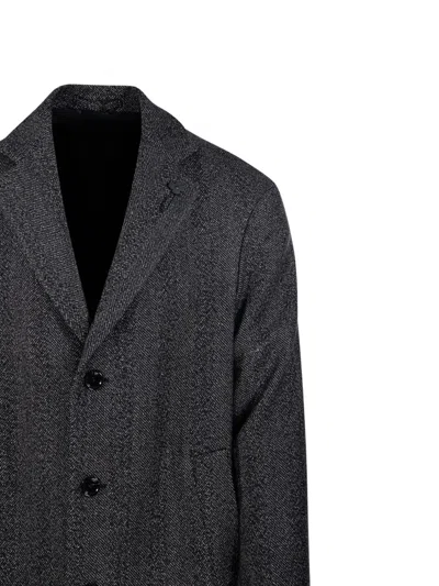 Lardini Tailored Wool Coat With Three-button Closure In Black