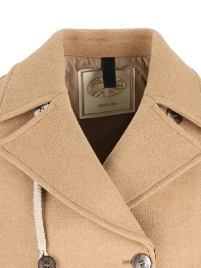 Camplin Double-breasted Coat In Brown