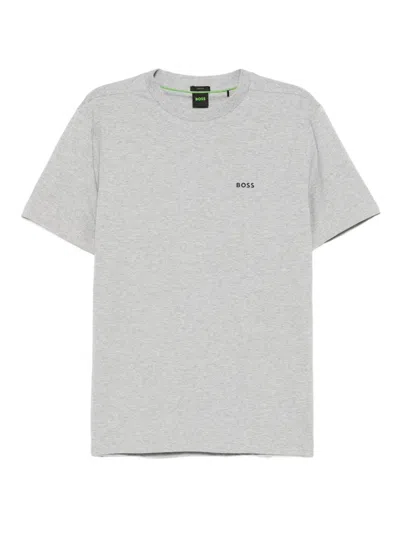 Hugo Boss Mens Boss Logo-embroidered Regular-fit Stretch-cotton T-shirt In Gray